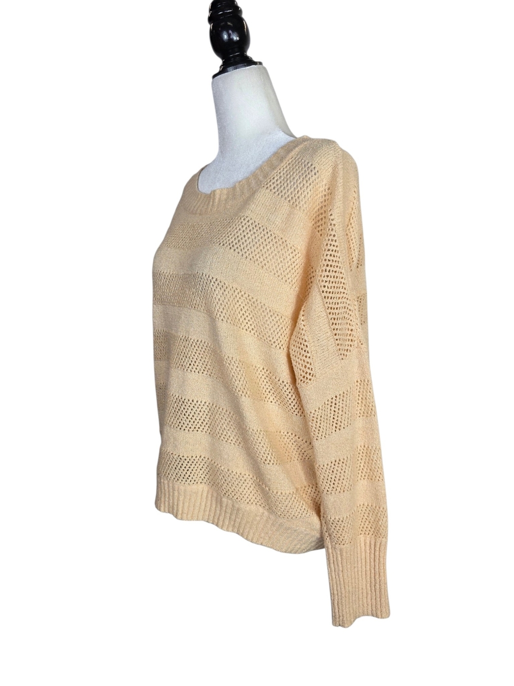 All About Eve Peach Open-Knit Scoop Neck Sweater